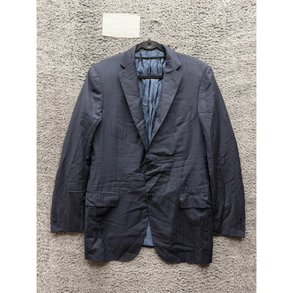Ermenegildo Zegna Traveller Pinstripe Wool Suit Blazer Jacket Dark Blue Size 52L